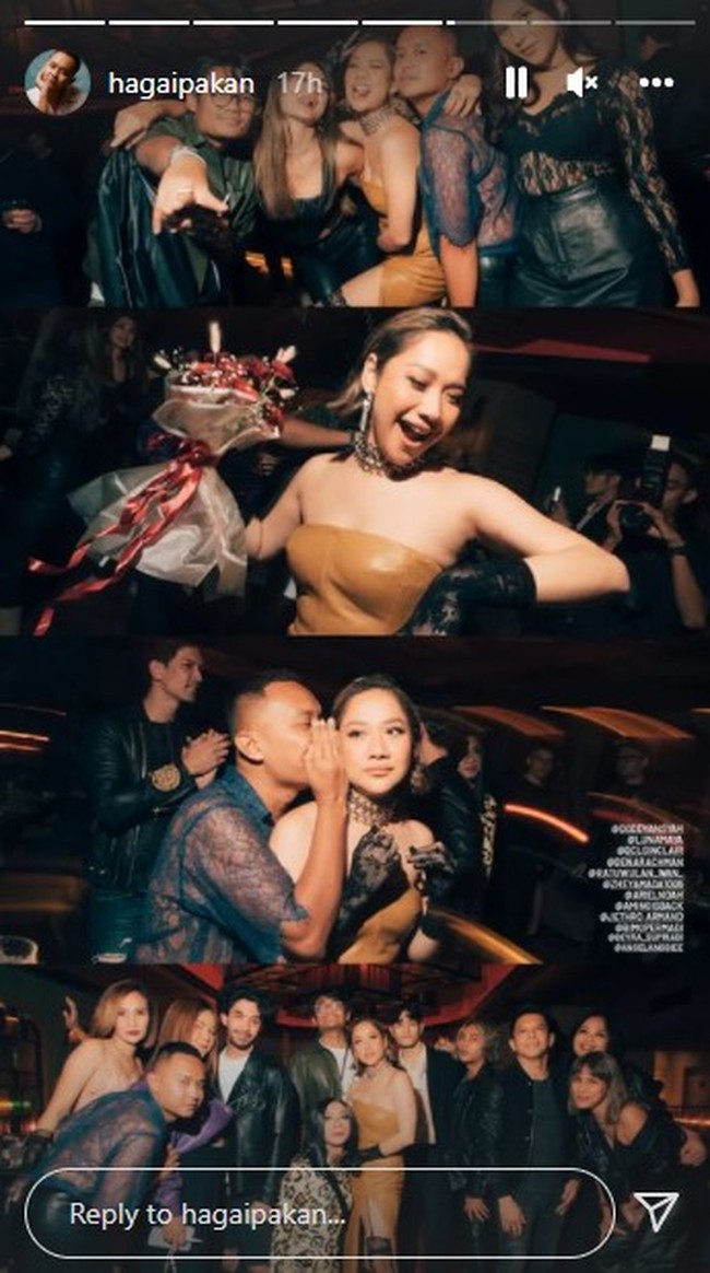 Bunga Citra Lestari baru saja merayakan ulang tahunnya pada Selasa (22/3/2022). Pesta perayaan ultahnya itu berlangsung meriah dengan dihadiri para rekan artis. Seperti Reza Rahardian, Aming, dan Ariel Noah terlihat ikut meramaikan ultah ibu satu anak itu. Foto: Instagram