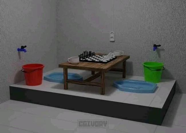 Solusi agar tidak kesepian saat nongkrong di toilet. Bisa sambil ngajak teman untuk bermain catur bareng. Ada yang berniat untuk mencoba? Foto: Twitter/@jowoshitpost