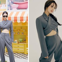 Jennie dan Joy memancarkan aura yang berbeda saat memakai set keluaran Moon Choi. Blazer crop itu bernilai Rp 9,4 jutaan sementara celananya bernilai Rp 7,5 jutaan. Foto: dok. Gentle Monster, dok. Singles