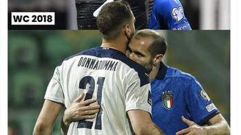 Untuk kedua kalinya berturut-turut, Italia gagal ke Piala Dunia. Ini kejadian pertama dalam sejarah mereka. Foto: Twitter