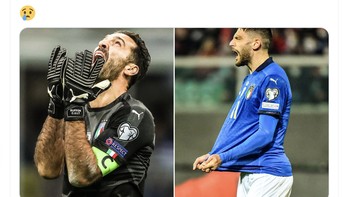 Tahun 2017, Italia gagal ke Piala Dunia setelah dikalahkan Swedia dan kini oleh Makedonia Utara. Foto: Twitter