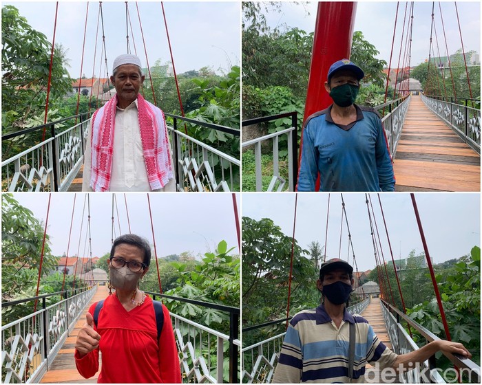 Warga Jaksel-Depok di Jembatan Wiratman Karkasa, 25 Maret 2022. (Mulia Budi/detikcom)