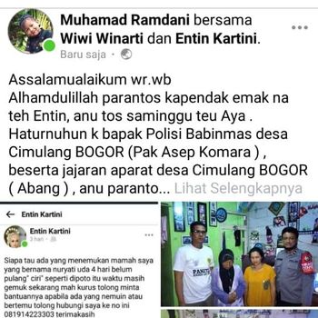 Aipda Asep Komara, anggota Polres Kabupaten Bogor menyelamatkan nenek yang tersesat dari Cianjur ke Bogor, Jawa Barat, tengah malam.