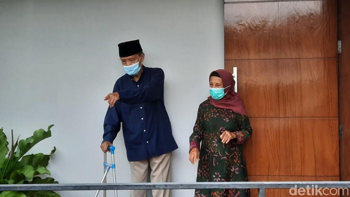 Buya Syafii usai dijenguk Jokowi di kediamannya, Sleman, DIY, Sabtu (26/3/2022).