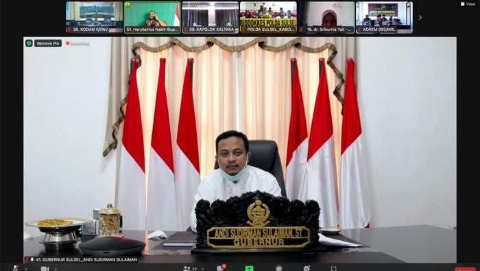 Gubernur Sulsel Andi Sudirman Sulaiman rapat virtual terkait PPKM