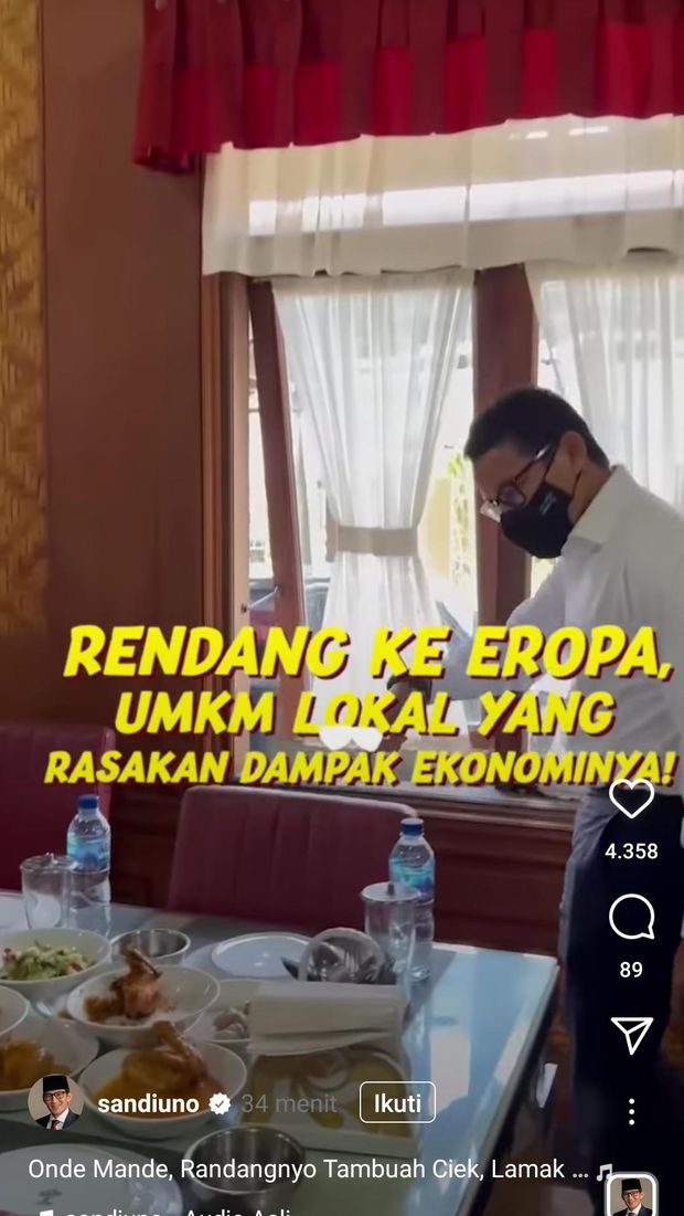 Sandiaga Uno Ketagihan Rendang di RM Pak Datuk