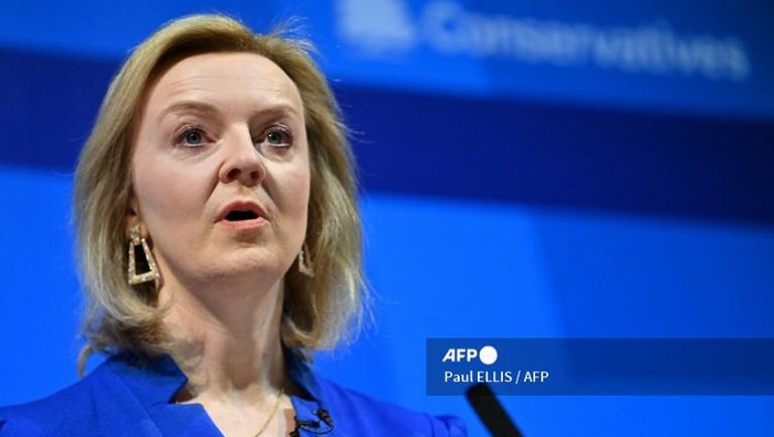 Britains Foreign Secretary Liz Truss speaks during the Conservative Party Spring Conference at Blackpool Winter Gardens in Blackpool, northwest England, on March 19, 2022. (Photo by Paul ELLIS / AFP)