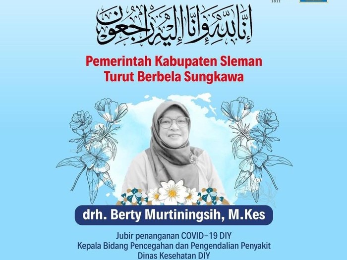 Jubir Penanganan COVID DIY Berty Murtiningsih meninggal dunia.