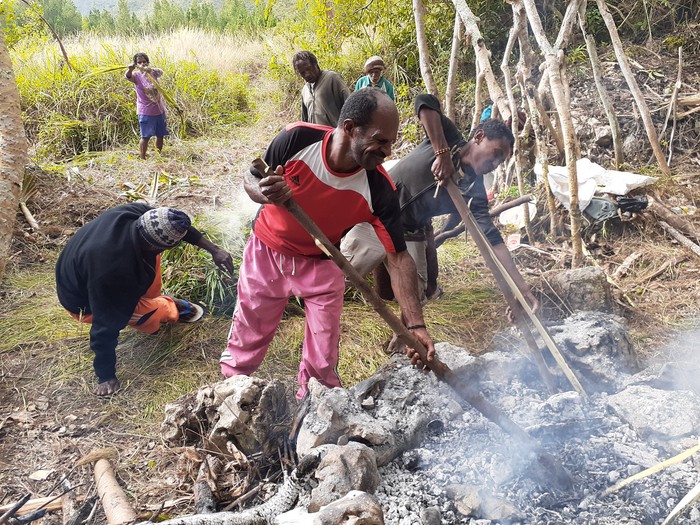 Pengasapan daging di Papua