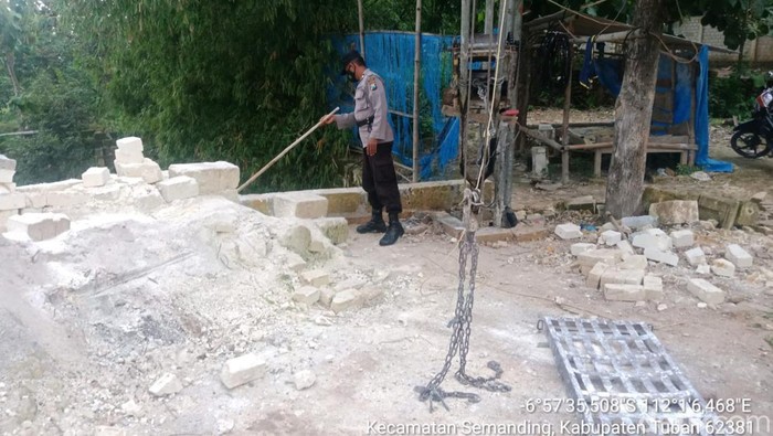 Lokasi kecelakaan kerja akibat tertimpa batu kapur di Tuban