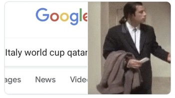 Netizen ini menggambarkan kalau Italia tidak ada di Qatar, justru sedang pulang ke rumah. Foto: Twitter
