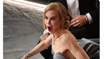 Nicole Kidman harus menang Oscar untuk reaksi terbarik Will Smith menampar Chris Rock, tulis netizen ini. Foto: Twitter