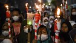 Semringah Pawai Obor Jelang Ramadan di Jakarta