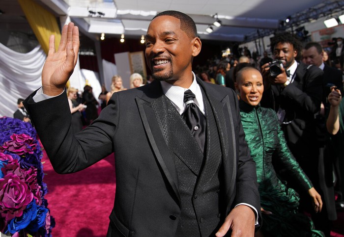 Will Smith Will Smith, left, and Jada Pinkett Smith arrive at the Oscars on Sunday, March 27, 2022, at the Dolby Theatre in Los Angeles. (AP Photo/John Locher)