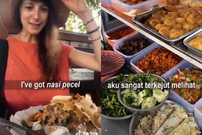 Dulunya Tak Biasa Sarapan Nasi, Kini Bule Ini Doyan Makan Nasi Pecel