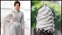 Terlihat elegan! Inilah Olivia Colman yang memeriahkan karpet merah Oscar 2022 dengan gaun silver buatan Dior. Warna gaun pemain The Crown ini juga mirip gelato.