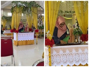 Duh! Ibu Ini Malah Sibuk Bungkus Makanan Saat di Pesta Pernikahan