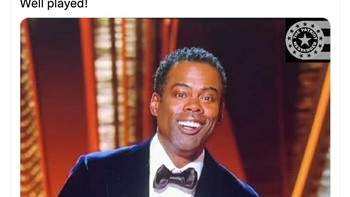 Jika Will Smith tidak menampar Chris Rock, saya tidak akan tahu Oscar ada. Bagus sekali permainannya,  sebut netizen ini. Foto: Twitter