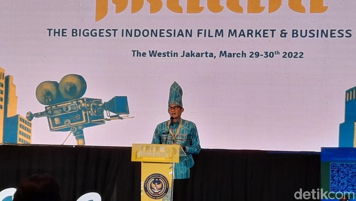 Sandiaga Uno di acara  Akatara di hotel The Westin Jakarta, Selasa (29/3/2022).