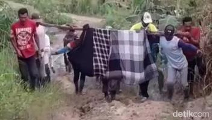 Viral video warga Jombang tandu orang sakit menempu 8 kilometer jalan kaki ke puskesmas
