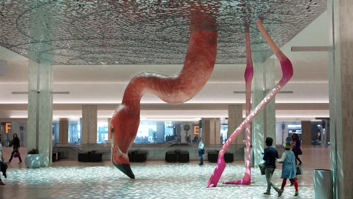 Instalasi flamingo raksasa Instalasi flamingo raksasa