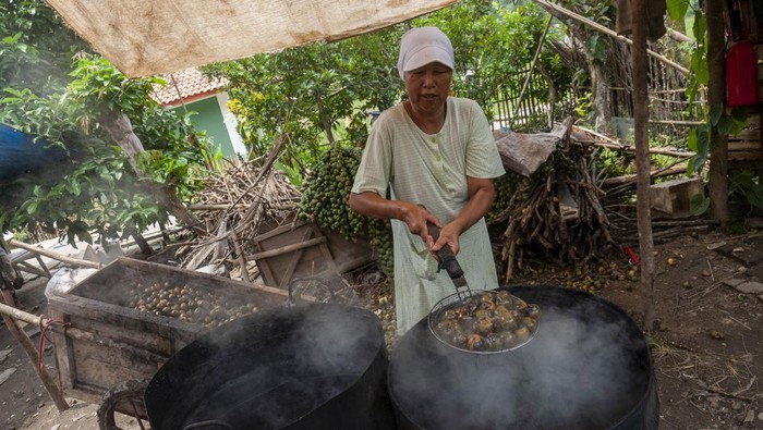 Jelang Ramadan Permintaan Kolang Kaling Meningkat Perajin memproduksi buah kolang-kaling di Kampung Rancagawe, Lebak, Banten, Rabu (30/3/2022). Produksi kolang-kaling rumahan di daerah tersebut mengaku, permintaannya terus meningkat menjelang bulan Ramdhan 1443 H dengan produksi sehari mencapai 100 kilogram dan dijual dengan harga Rp10 ribu per kilogram. ANTARA FOTO/Muhammad Bagus Khoirunas/YU