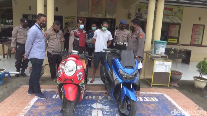 Residivis pencuri motor diamankan di Polsek Manggala.