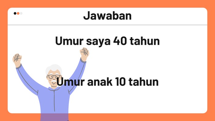 Dalam 20 tahun ke depan usia 'saya' menjadi 60 tahun dan anak 'saya' 30 tahun.