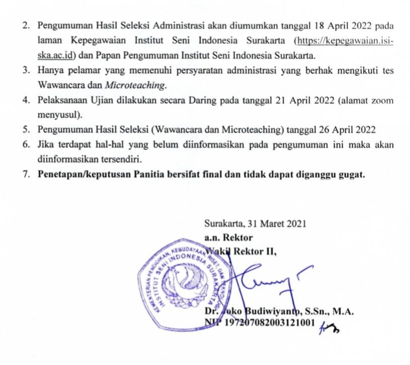 Lowongan Dosen ISBI Makassar