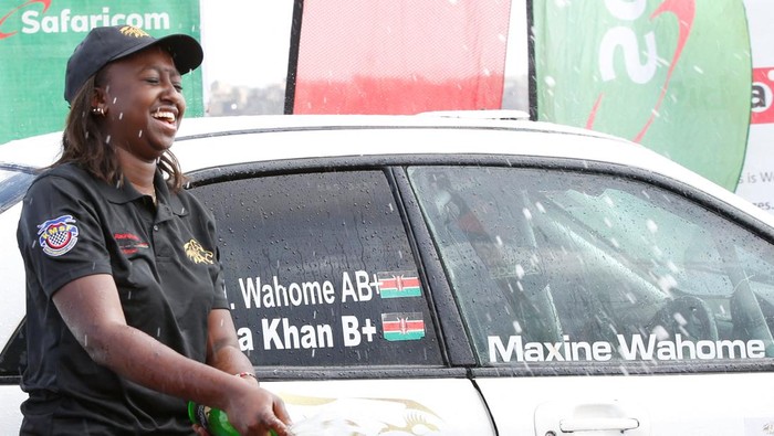 Maxine Wahome navigated by Sarafina Khan cruise during the inaugural all women Lioness rally at the Kasarani Stadium, in Nairobi, Kenya, March 27, 2022. Picture taken March 27, 2022. REUTERS/Monicah Mwangi?