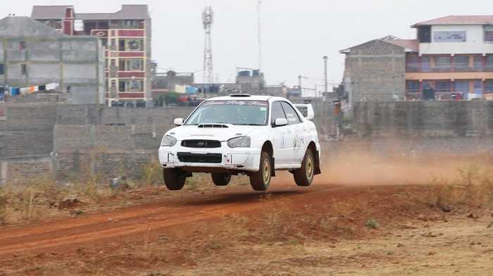 Maxine Wahome navigated by Sarafina Khan cruise during the inaugural all women Lioness rally at the Kasarani Stadium, in Nairobi, Kenya, March 27, 2022. Picture taken March 27, 2022. REUTERS/Monicah Mwangi?