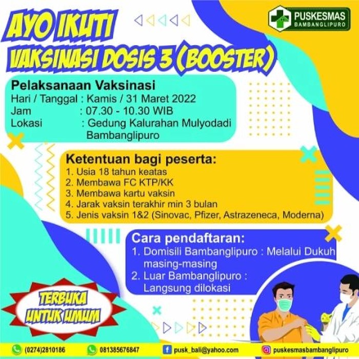 Vaksin booster di Bantul, DIY, Kamis (31/3/2022).
