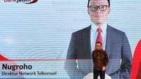 Direktur Network Telkomsel, Nugroho ketika memberikan sambutan pada Signing Ceremony dengan PT Bank Pembangunan Daerah Jawa Timur Tbk (“Bank Jatim”) terkait implementasi secara komersial 4 Layanan Digital Security Telkomsel