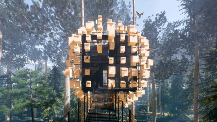 Kamar hotel Biosphere dari Treehotel