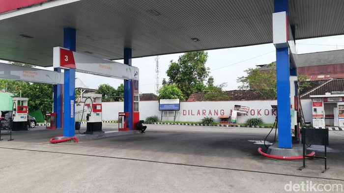 Kondisi SPBU yang kehabisan bahan bakar solar, Jumat (1/4/2022).
