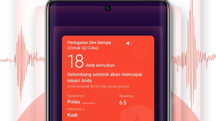 Xiaomi menghadirkan sistem peringatan dini gempa bumi di ponselnya, yang bekerja sama dengan BMKG