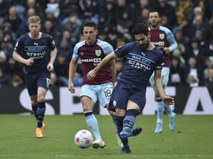 Man City Unggul 2-0 atas Burnley di Babak I
