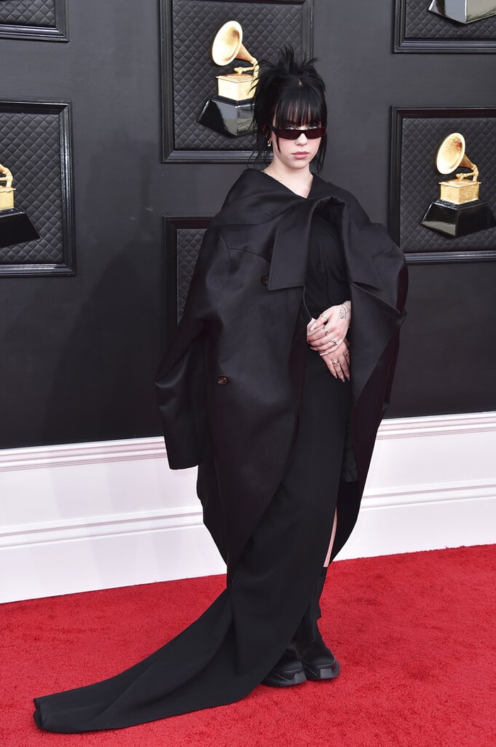 64th Annual Grammy Awards - Arrivals Billie Eilish arrives at the 64th Annual Grammy Awards at the MGM Grand Garden Arena on Sunday, April 3, 2022, in Las Vegas. (Photo by Jordan Strauss/Invision/AP)