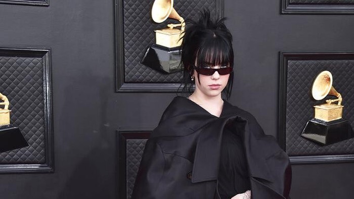 64th Annual Grammy Awards - Arrivals Billie Eilish arrives at the 64th Annual Grammy Awards at the MGM Grand Garden Arena on Sunday, April 3, 2022, in Las Vegas. (Photo by Jordan Strauss/Invision/AP)