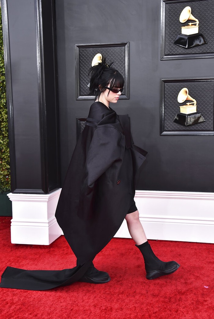64th Annual Grammy Awards - Arrivals Billie Eilish arrives at the 64th Annual Grammy Awards at the MGM Grand Garden Arena on Sunday, April 3, 2022, in Las Vegas. (Photo by Jordan Strauss/Invision/AP)