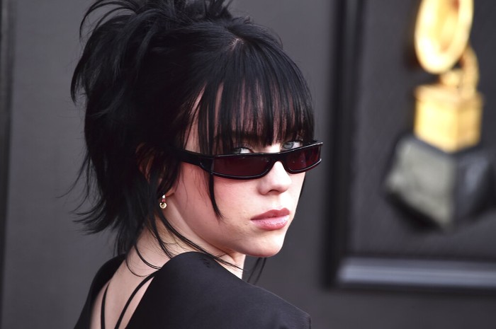 64th Annual Grammy Awards - Arrivals Billie Eilish arrives at the 64th Annual Grammy Awards at the MGM Grand Garden Arena on Sunday, April 3, 2022, in Las Vegas. (Photo by Jordan Strauss/Invision/AP)