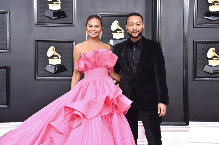 64th Annual Grammy Awards - Arrivals Chrissy Teigen arrives at the 64th Annual Grammy Awards at the MGM Grand Garden Arena on Sunday, April 3, 2022, in Las Vegas. (Photo by Jordan Strauss/Invision/AP)