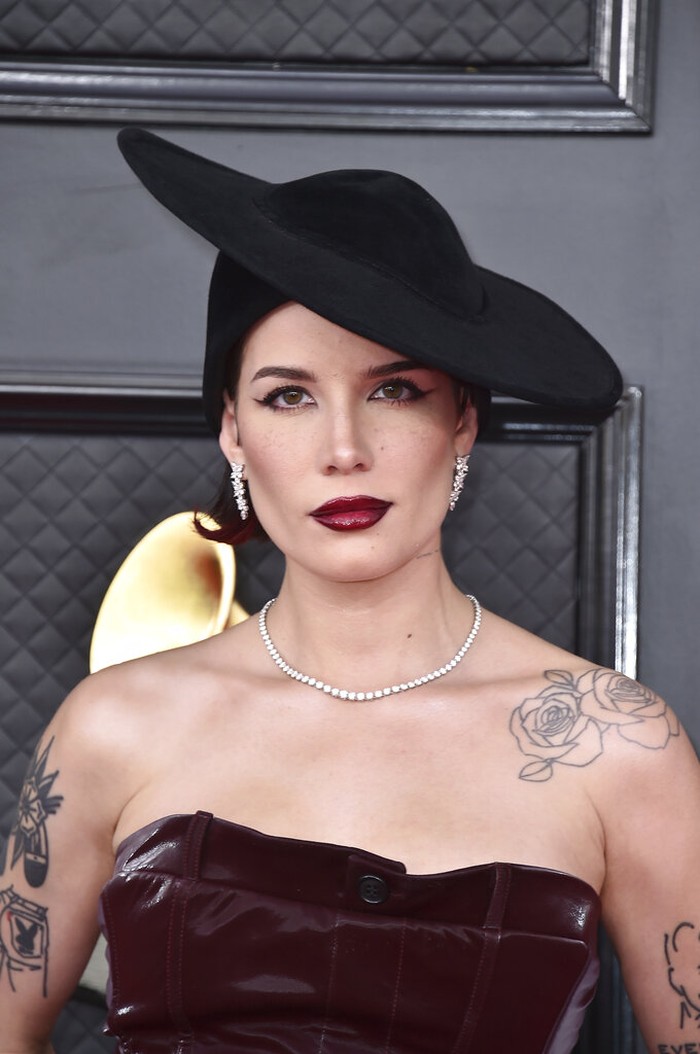 64th Annual Grammy Awards - Arrivals Halsey arrives at the 64th Annual Grammy Awards at the MGM Grand Garden Arena on Sunday, April 3, 2022, in Las Vegas. (Photo by Jordan Strauss/Invision/AP)