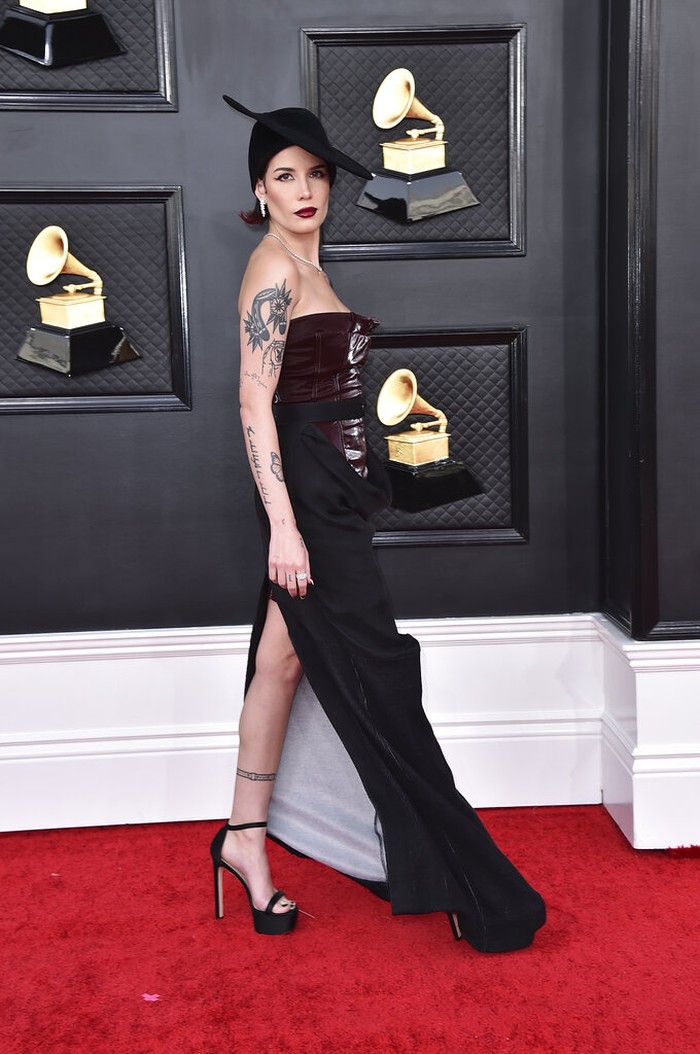64th Annual Grammy Awards - Arrivals Halsey arrives at the 64th Annual Grammy Awards at the MGM Grand Garden Arena on Sunday, April 3, 2022, in Las Vegas. (Photo by Jordan Strauss/Invision/AP)