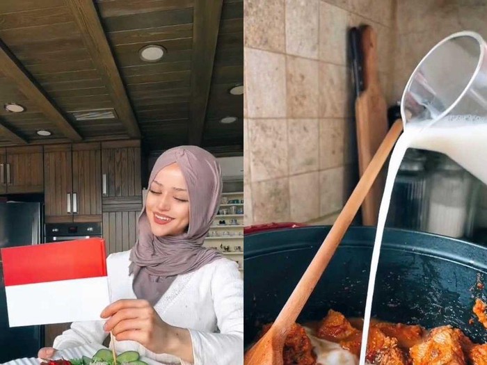 Foto Abir Saghir yang sedang membuat rendang. Foto Abir Saghir yang sedang membuat rendang.