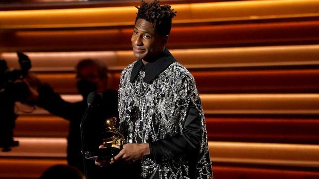 Jon Batiste accepts the award for album of the year for 