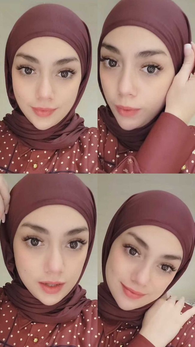 Sebelumnya, Celine Evangelista kerap menerima endorse hijab dari online shop. Celine membuat video review hijab pashmina instan warna merah marun dan langsung memakai hijab tersebut dengan rapi. Foto: Dok. Instagram @celine_evangelista.