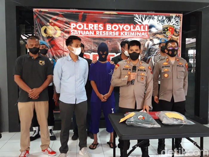 Kapolres Boyolali AKBP Asep Mauludin, jumpa pers kasus penangkapan pelaku penganiayaan menyerupai klithih di Boyolali, Rabu (6/4/2022).