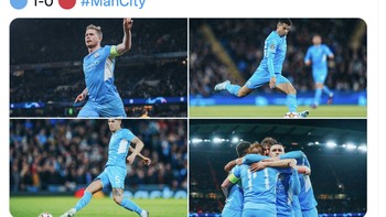 Akun resmi Manchester City pun merayakan hasil yang cukup memuaskan ini. Foto: Twitter