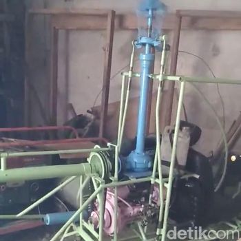 Penampakan pesawat yang pernah dibuat Ujang Elan Kusmana (42) warga Cianjur